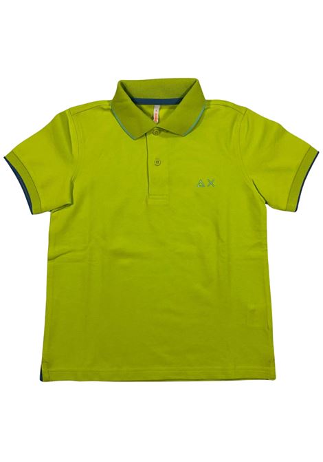 Children's fluorescent green cotton polo shirt SUN68 | A34313/SUVERDE FLUO